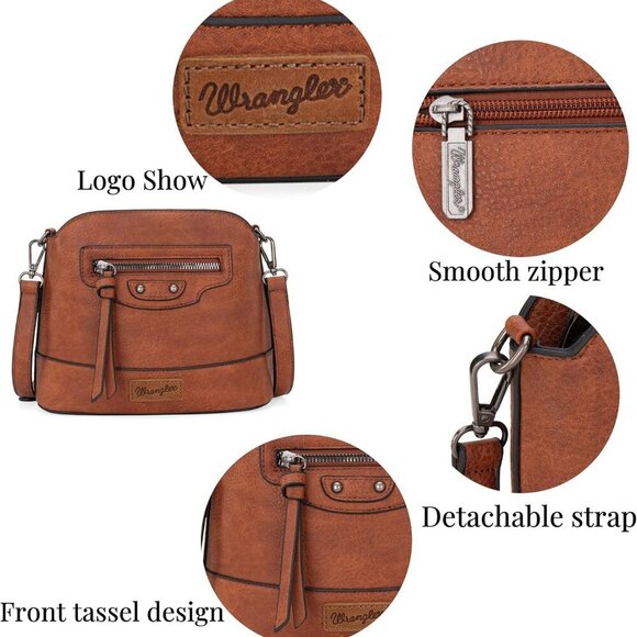 Women Crossbody Bag Vegan Leather Small Shoulder Purse with Zipper - Picture 4 of 7